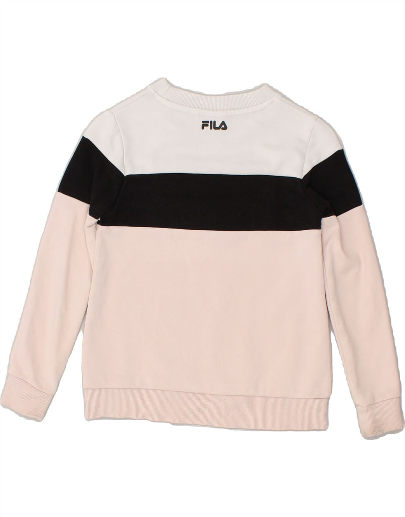 FILA Girls Graphic Sweatshirt Jumper 7-8 Years Pink Colourblock | Vintage Fila | Thrift | Second-Hand Fila | Used Clothing | Messina Hembry 