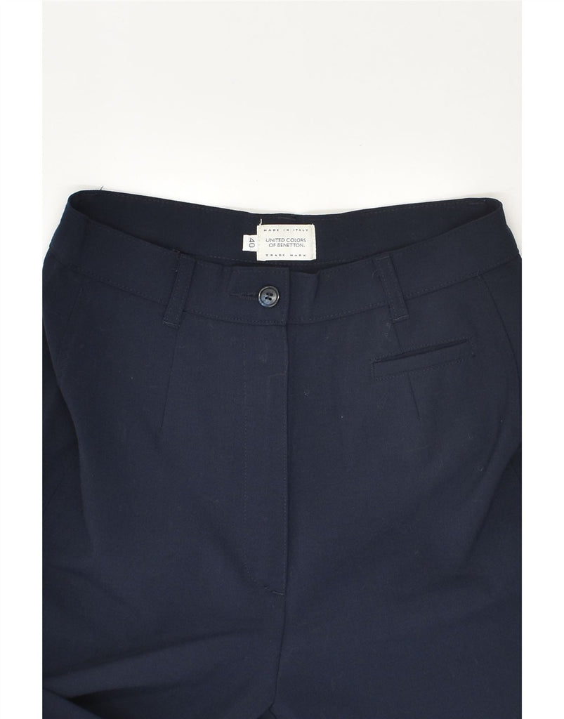 BENETTON Womens Slim Suit Trousers IT 40 Small W24 L27 Navy Blue Polyester | Vintage Benetton | Thrift | Second-Hand Benetton | Used Clothing | Messina Hembry 