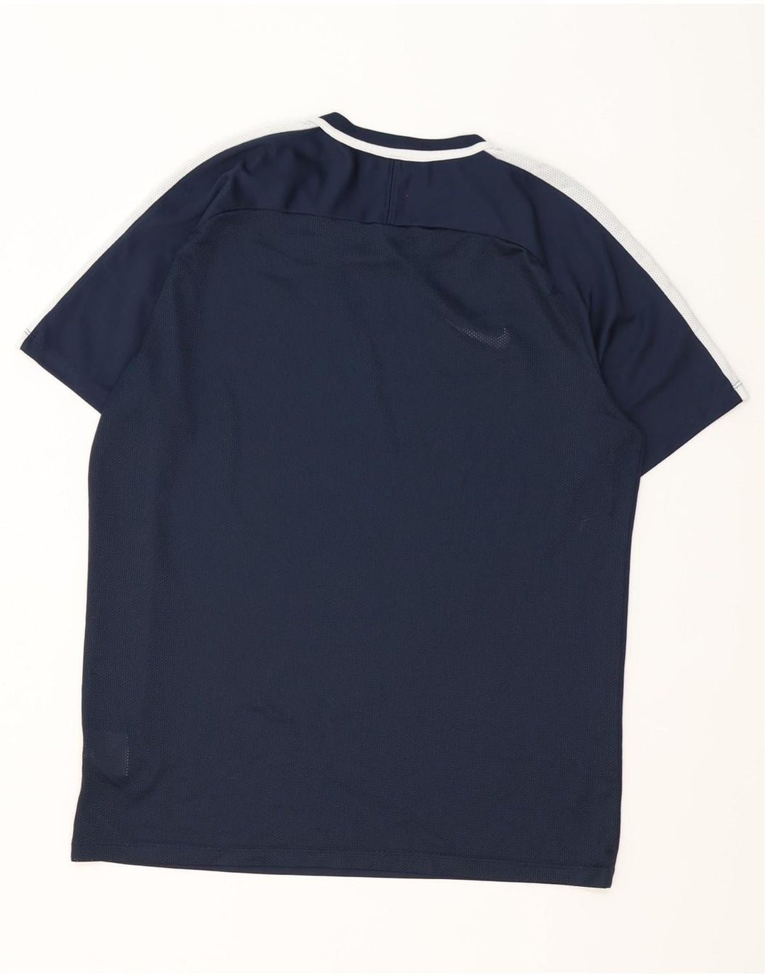 Nike Mens Dri Fit T-Shirt Top Large Navy Blue Colourblock Polyester