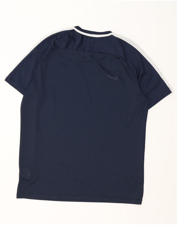 Nike Mens Dri Fit T-Shirt Top Large Navy Blue Colourblock Polyester