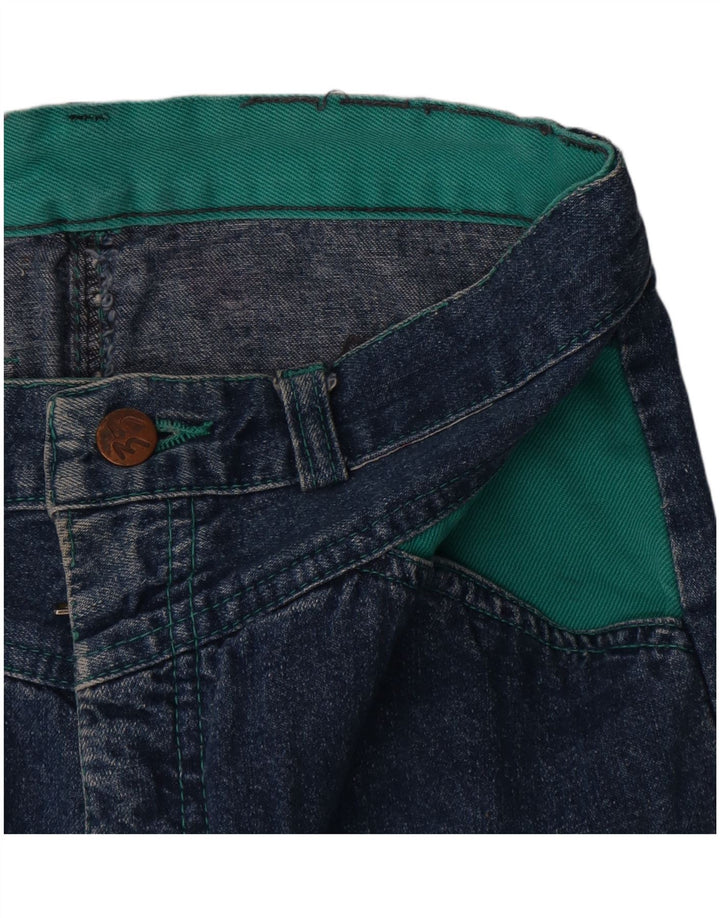 Vintage Womens Mini Denim Skirt W26 Small Navy Blue Colourblock