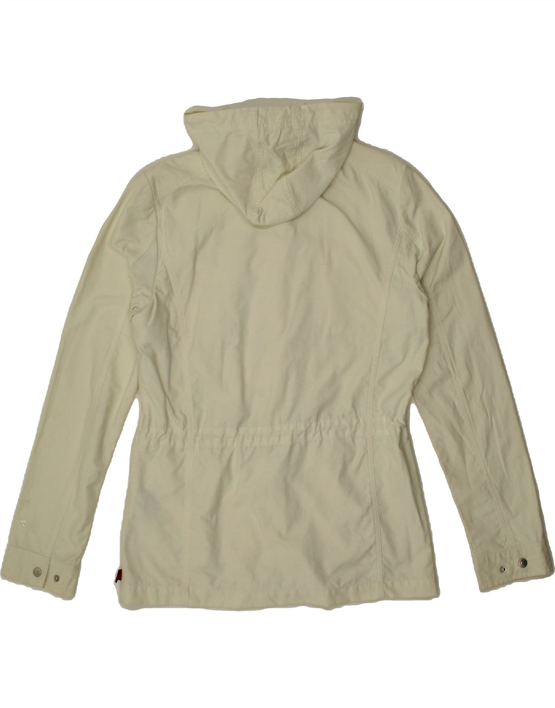 DIADORA Womens Hooded Windbreaker Jacket UK 14 Medium Off White Cotton Vintage Diadora and Second-Hand Diadora from Messina Hembry 