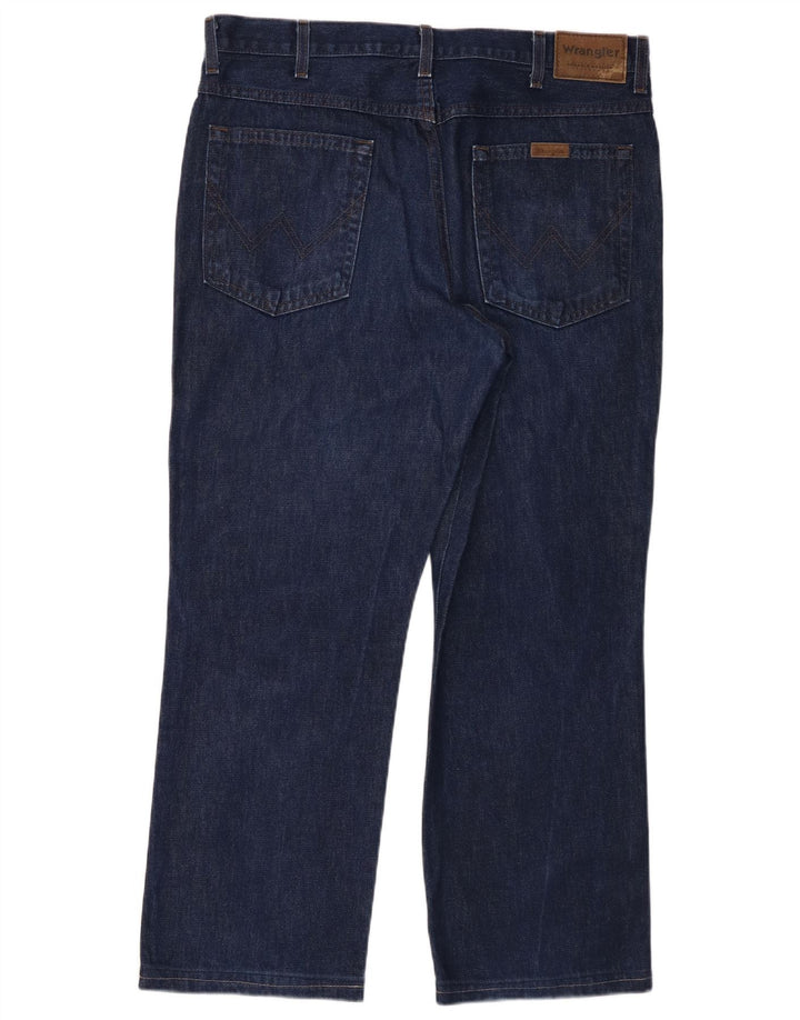 Wrangler Mens Regular Fit Straight Jeans W38 L27 Navy Blue Cotton
