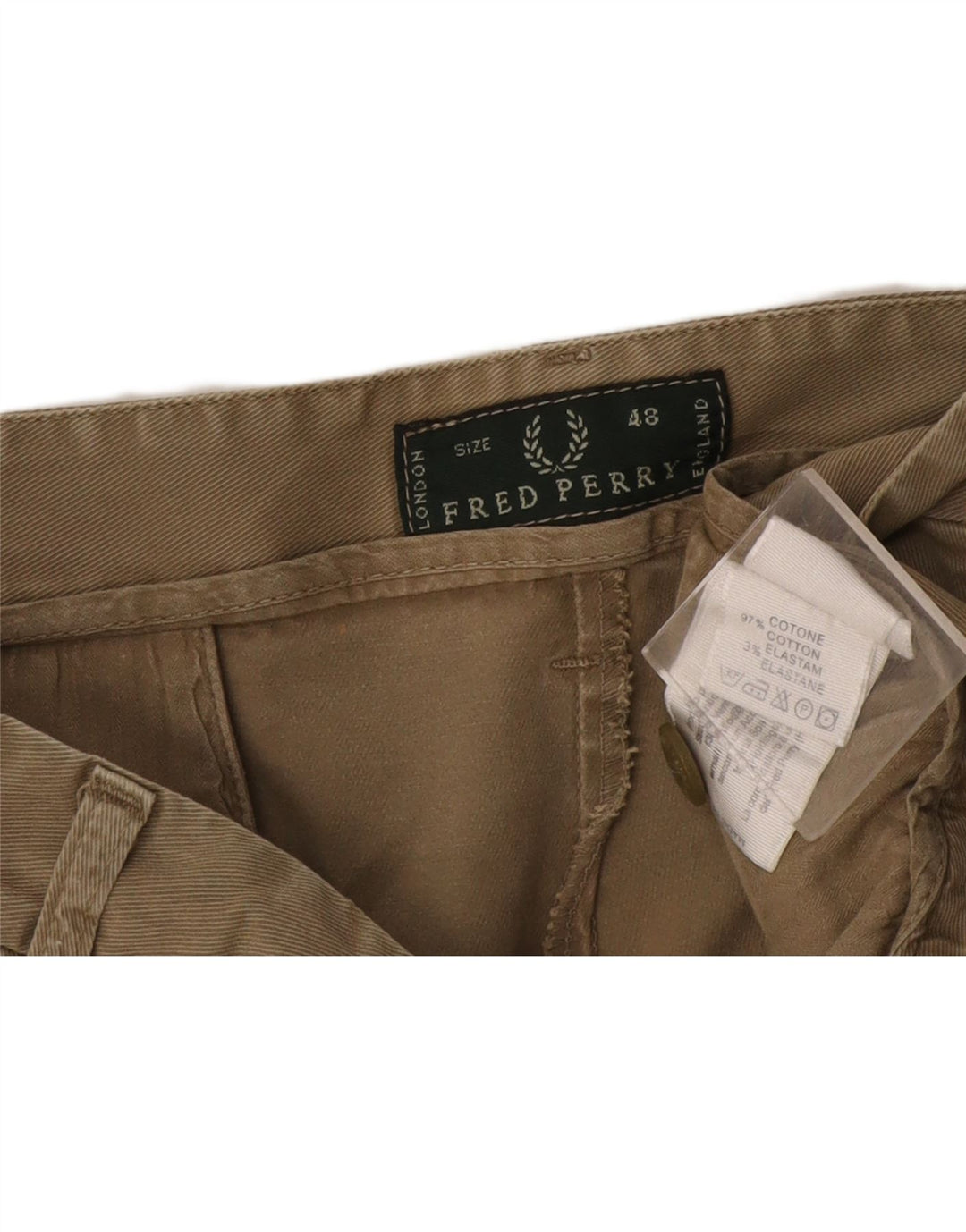 Fred Perry Mens Chino Shorts IT 48 Medium W32  Khaki Cotton