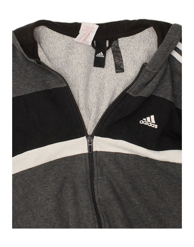 ADIDAS Boys Zip Hoodie Sweater 13-14 Years Grey Cotton | Vintage Adidas | Thrift | Second-Hand Adidas | Used Clothing | Messina Hembry 