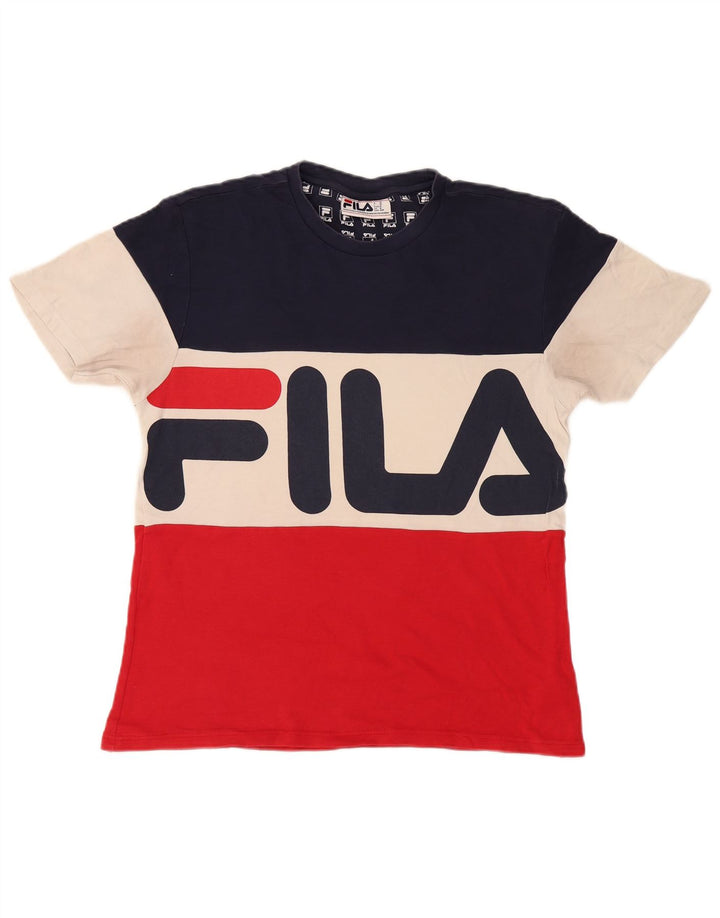Fila Mens Graphic T-Shirt Top Medium Multicoloured Colourblock Cotton