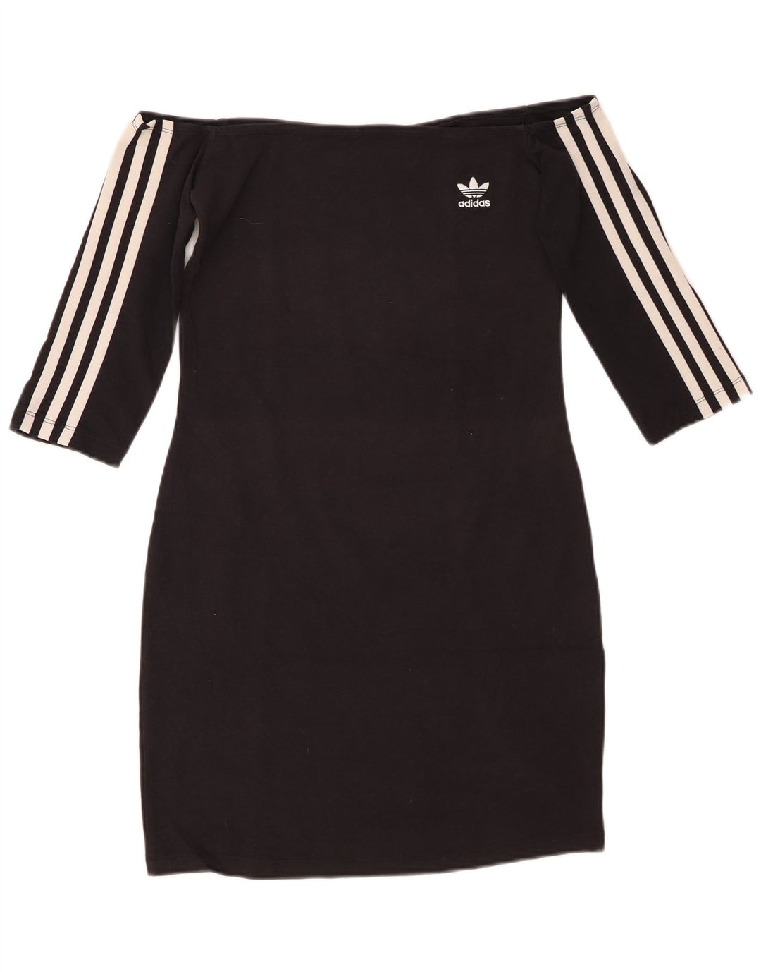 ADIDAS Womens 3/4 Sleeve Off Shoulder Dress UK 8 Small Black Cotton