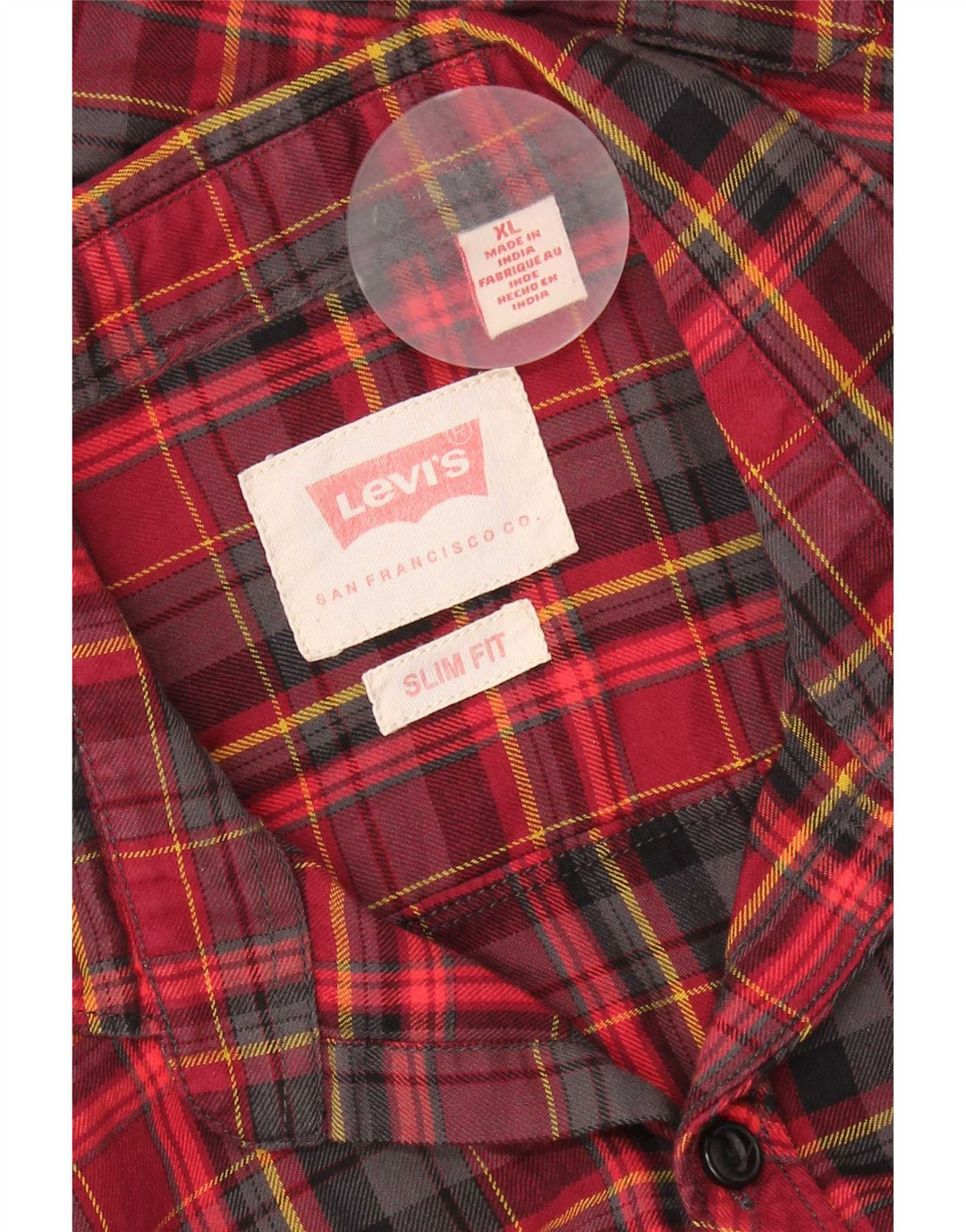 Levi's Mens Slim Fit Flannel Shirt XL Red Check