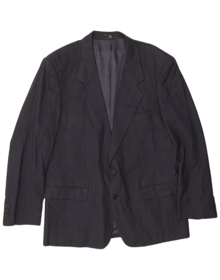 Valentino Mens 2 Button Blazer Jacket IT 52 XL Navy Blue Virgin Wool