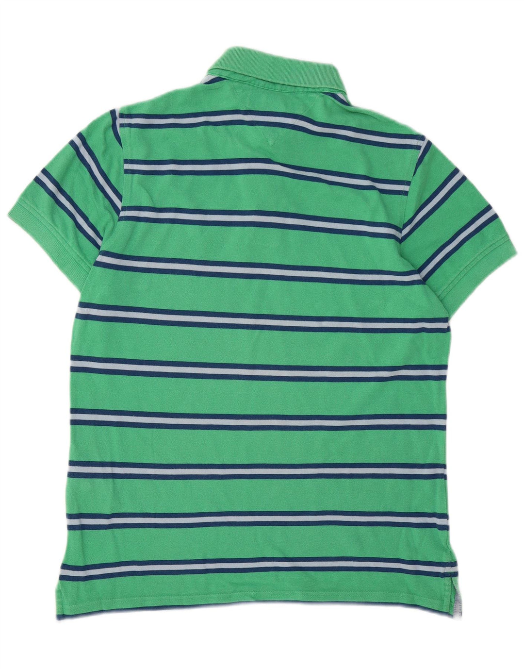 TOMMY HILFIGER Mens Custom Fit Polo Shirt Small Green Striped Cotton