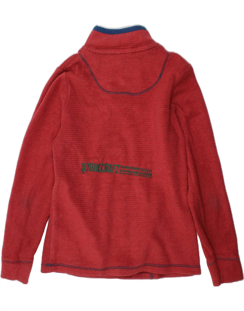 WEIRD FISH Girls Graphic Zip Neck Fleece Jumper 11-12 Years Red Polyester Vintage Weird Fish and Second-Hand Weird Fish from Messina Hembry 