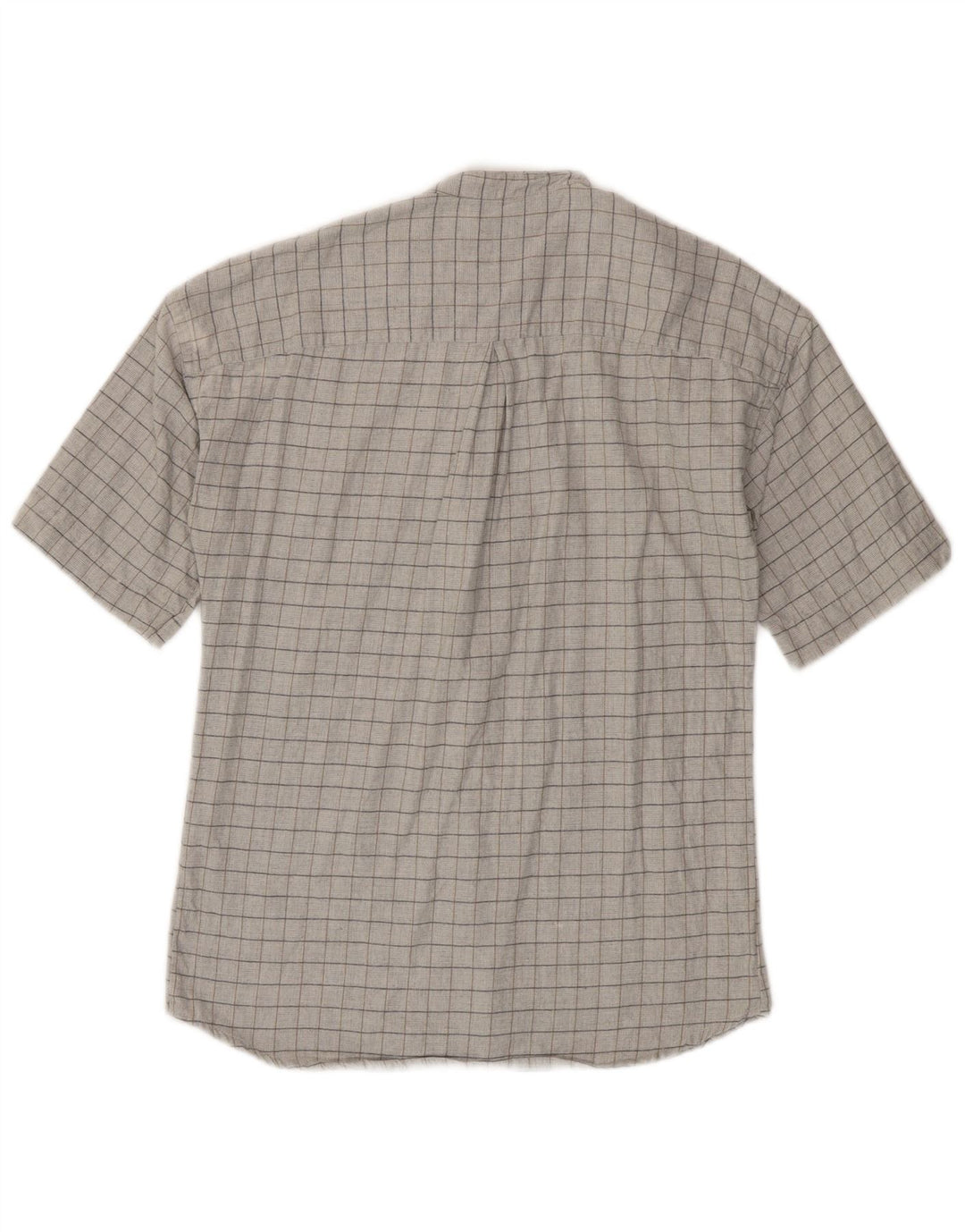 ERMENEGILDO ZEGNA Mens Short Sleeve Shirt Large Grey Check