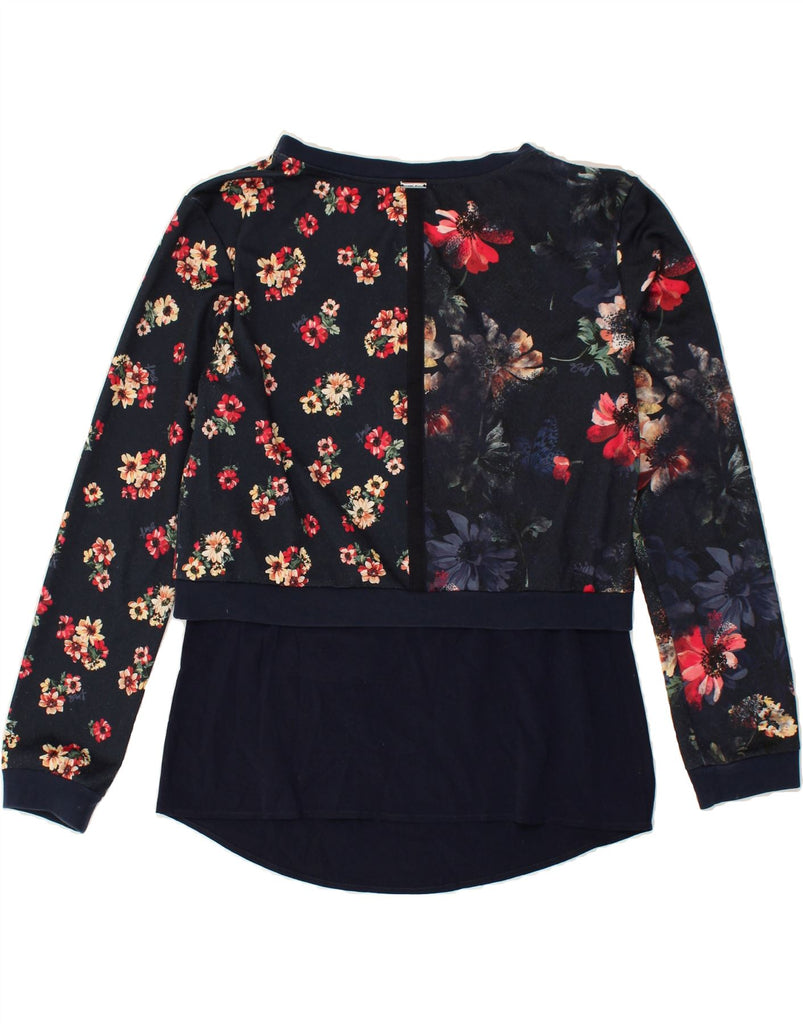 LIU JO Womens Long Sleeve Blouse Top UK 6 XS  Navy Blue Floral Cotton | Vintage Liu Jo | Thrift | Second-Hand Liu Jo | Used Clothing | Messina Hembry 