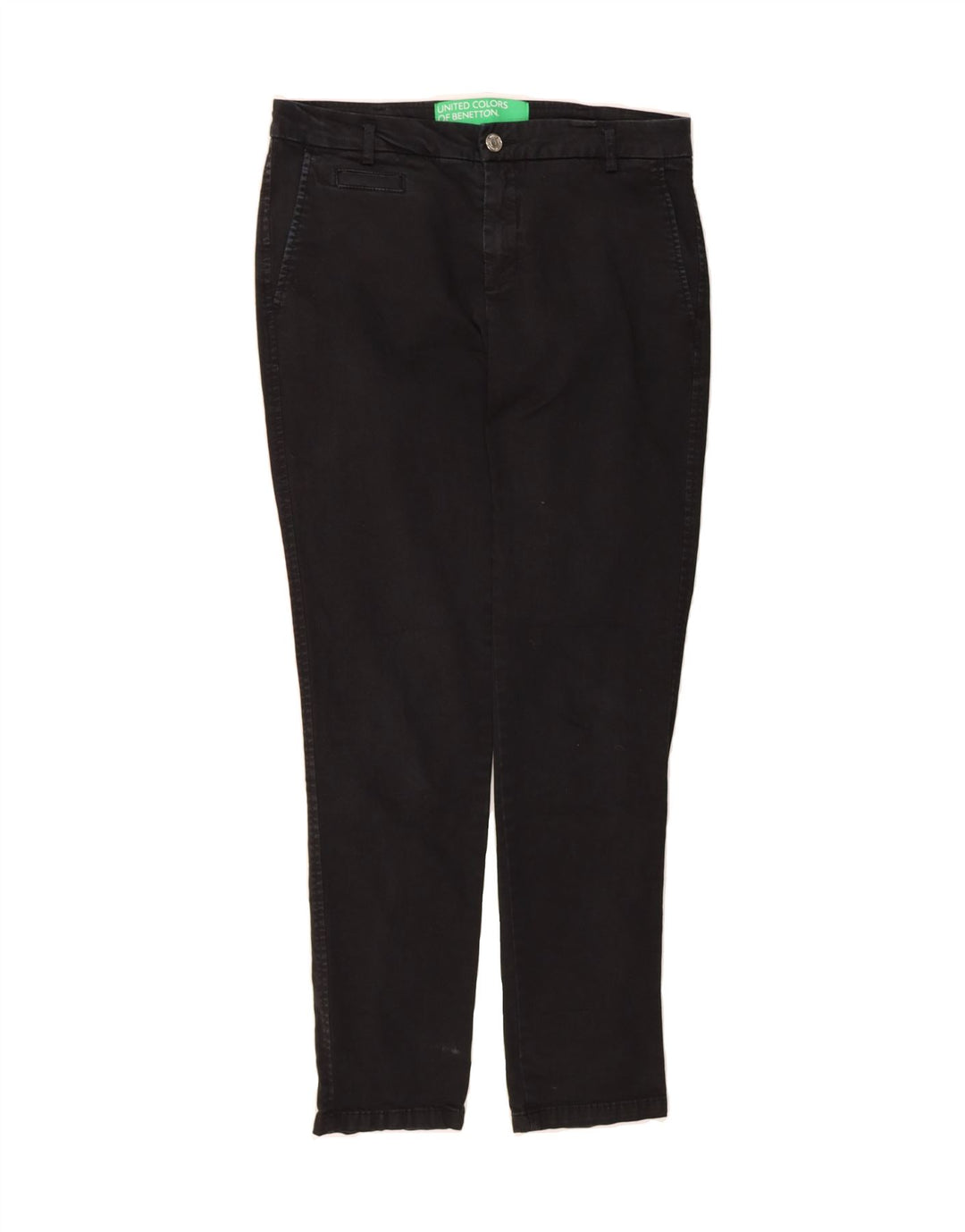 BENETTON Womens Slim Chino Trousers W30 L28 Black Vintage Benetton and Second-Hand Benetton from Messina Hembry 