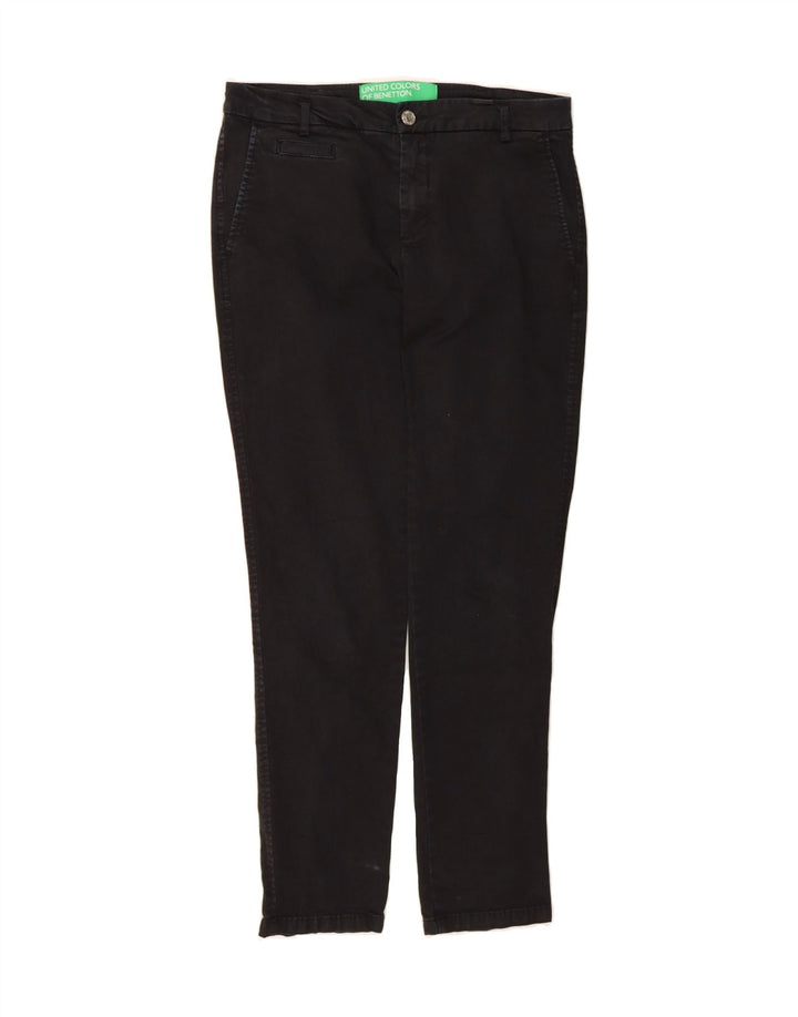 BENETTON Womens Slim Chino Trousers W30 L28 Black Vintage Benetton and Second-Hand Benetton from Messina Hembry 