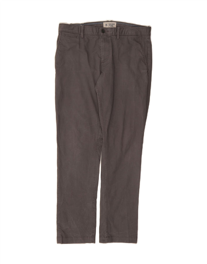 PENGUIN Mens Straight Chino Trousers W33 L32 Grey Cotton Vintage Penguin and Second-Hand Penguin from Messina Hembry 