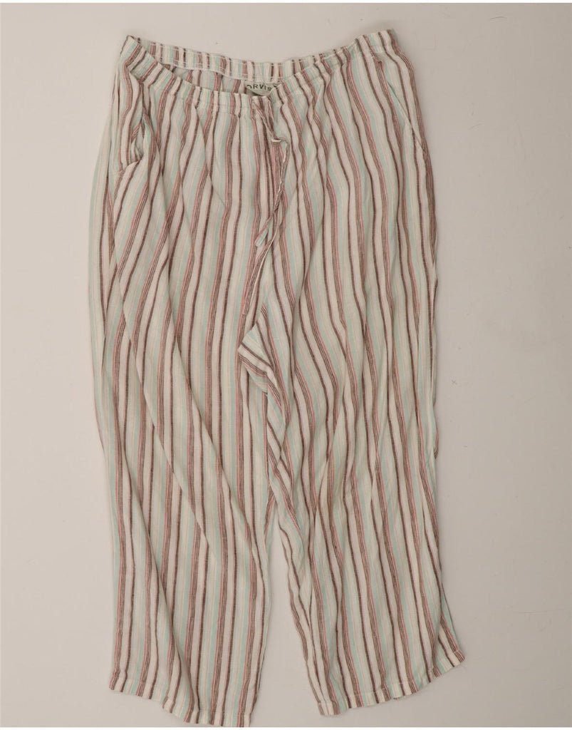 ORVIS Womens Crop Chino Trousers Large W36 L24 Multicoloured Striped Linen Vintage Orvis and Second-Hand Orvis from Messina Hembry 