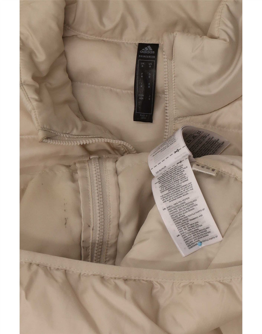 Adidas Mens Padded Jacket UK 38 Medium Beige Polyester
