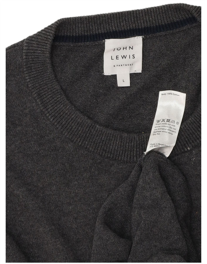 John Lewis Mens Crew Neck Jumper Sweater Large Grey Cotton