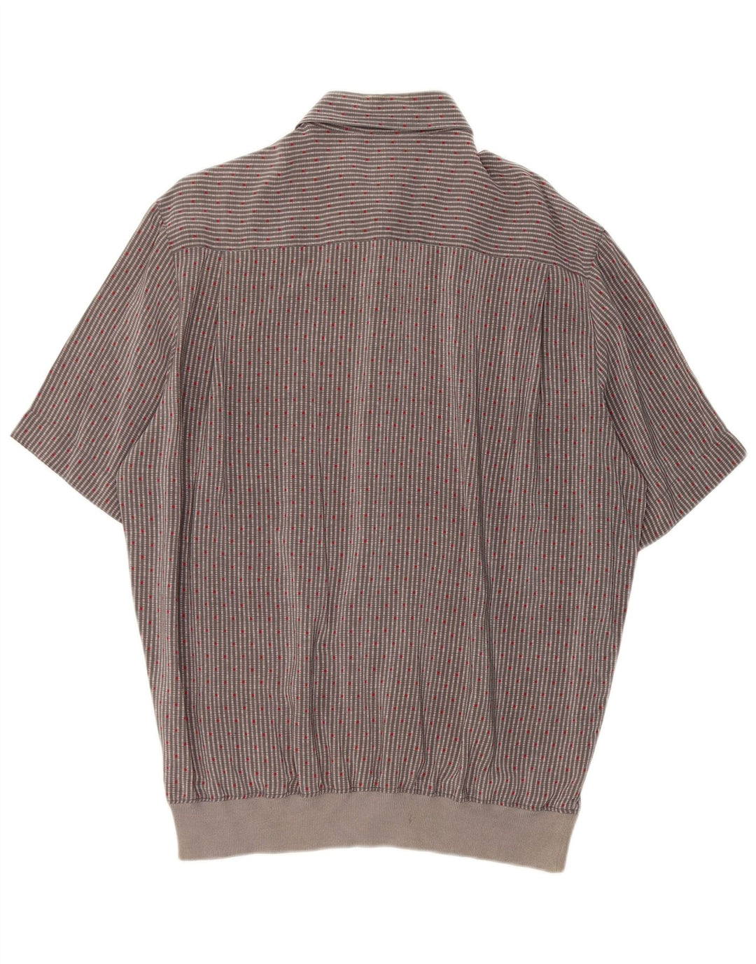 Gran Sasso Mens Short Sleeve Shirt XL Grey Striped Silk
