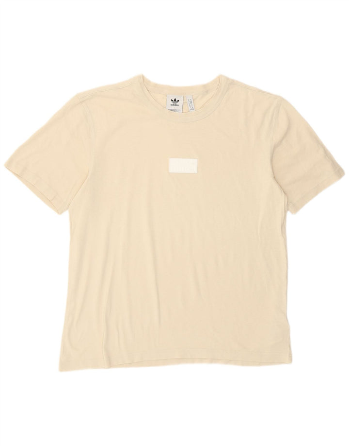 Adidas Mens T-Shirt Top Medium Off White Cotton