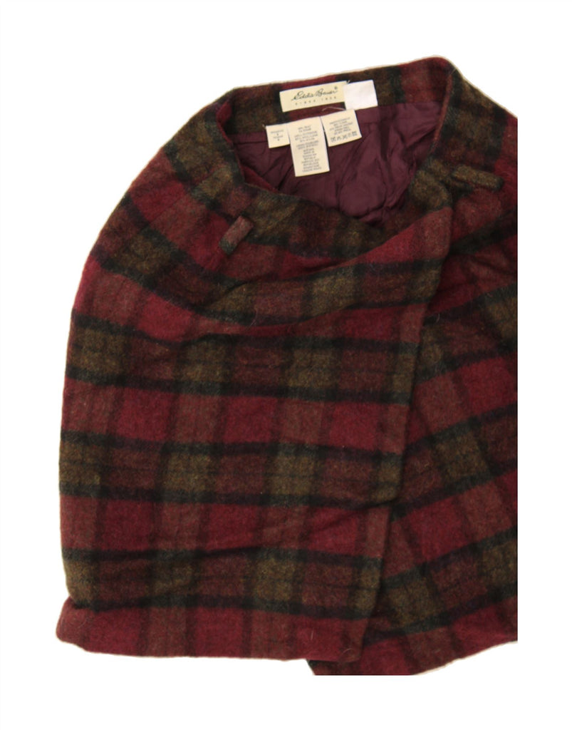 EDDIE BAUER Womens Wrap Skirt US 2 XS W24 Burgundy Check Wool Vintage Eddie Bauer and Second-Hand Eddie Bauer from Messina Hembry 