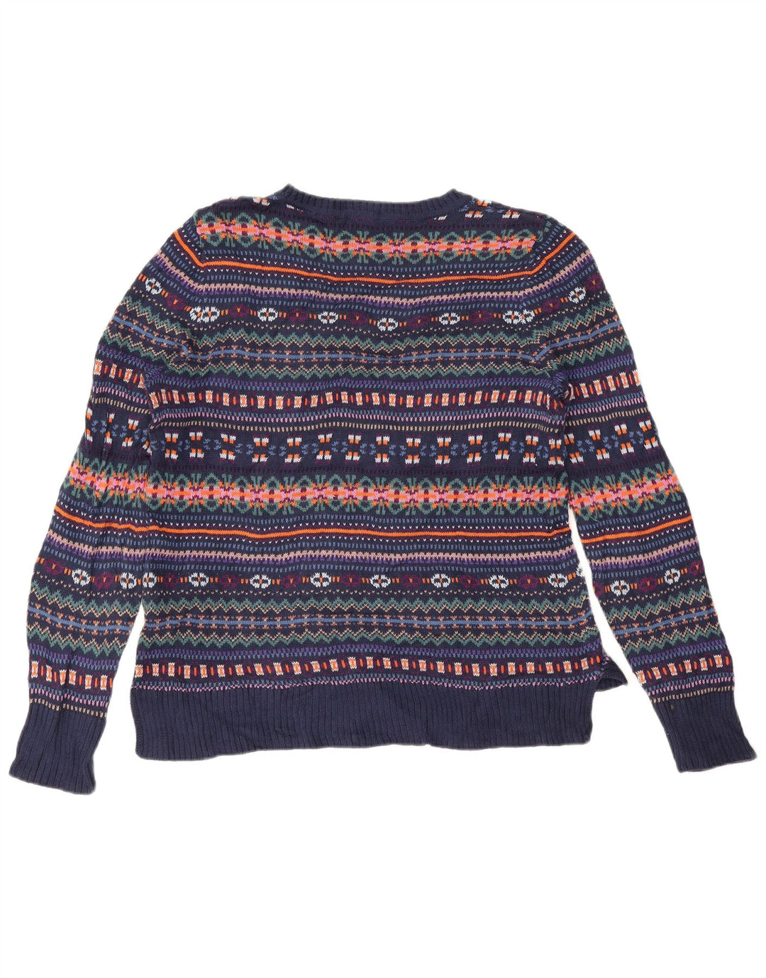 CHAPS Womens Boat Neck Jumper Sweater UK 14 Medium Navy Blue Fair Isle