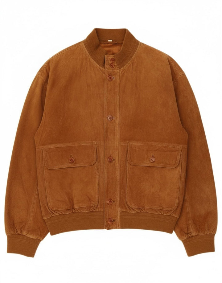 Vintage Mens Suede Jacket IT 50 Large Brown Leather