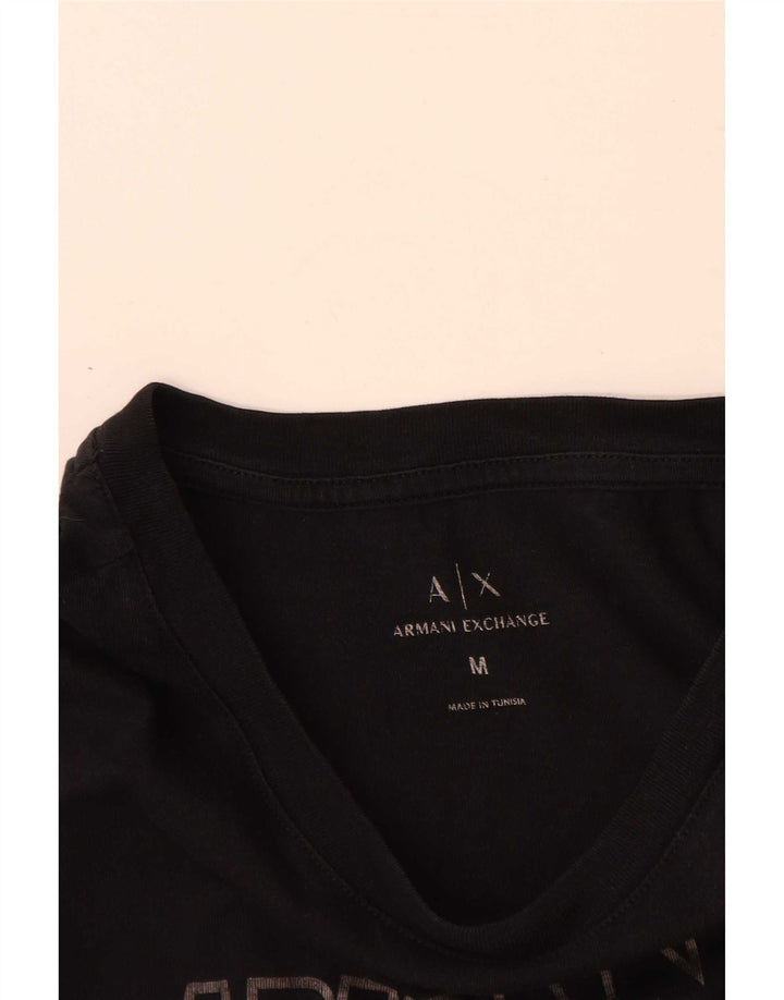 Armani Exchange Womens Graphic T-Shirt Top UK 14 Medium Black