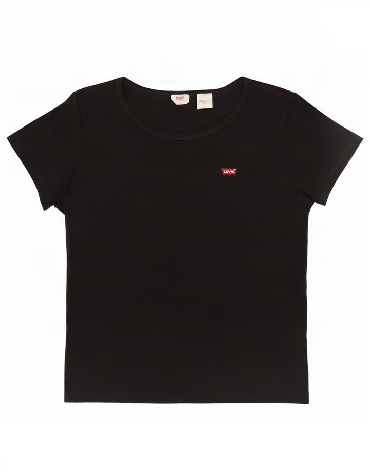 Levi's Womens T-Shirt Top UK 14 Large Black Cotton