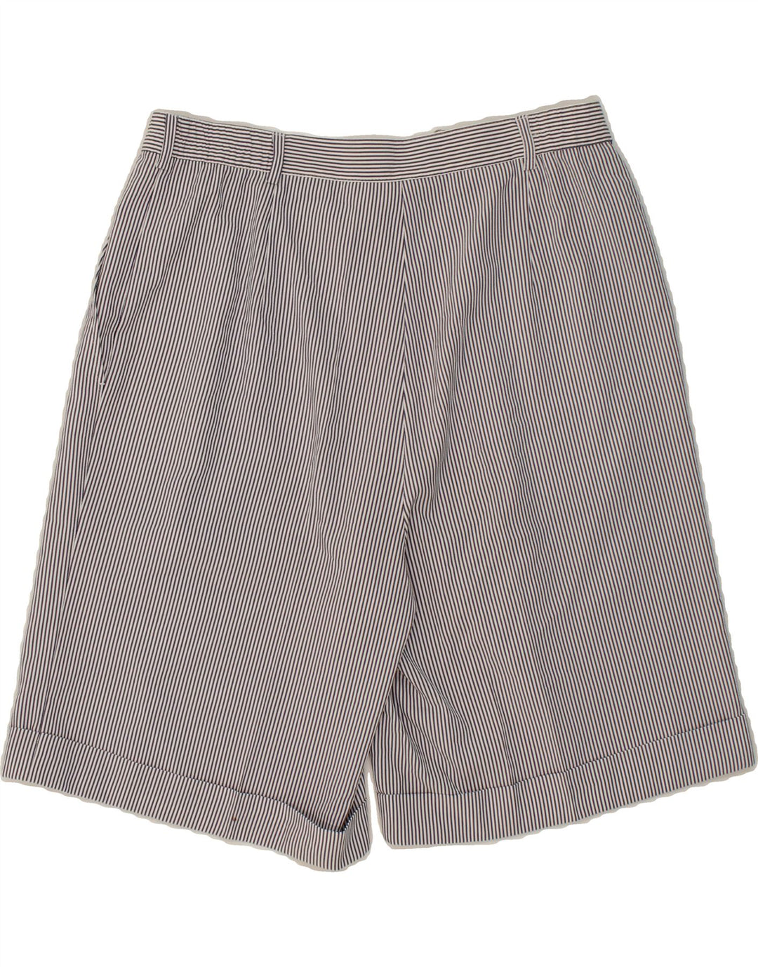 VINTAGE Womens Chino Shorts IT 46 Large W32 Blue Pinstripe Polyester Vintage Vintage and Second-Hand Vintage from Messina Hembry 