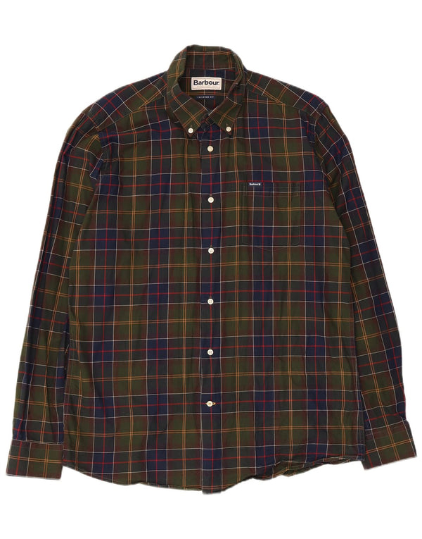 Barbour Mens Tailored Fit Tailored Fit Shirt Large Khaki Check Cotton