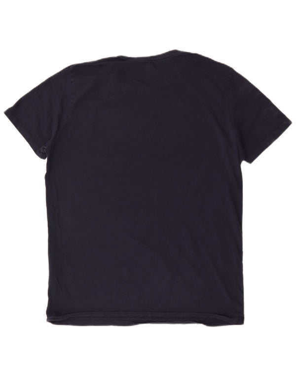Jack & Jones Mens Graphic T-Shirt Top XL Navy Blue Cotton