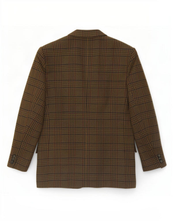 Vintage Mens 2 Button Blazer Jacket IT 54 2XL Khaki Houndstooth Wool
