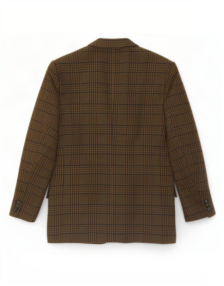 Vintage Mens 2 Button Blazer Jacket IT 54 2XL Khaki Houndstooth Wool