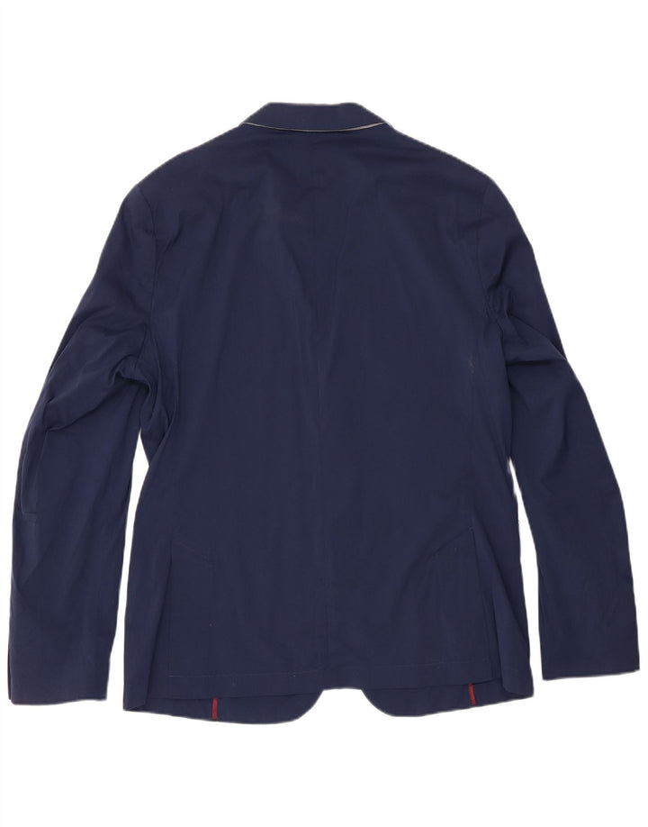Zara Mens 2 Button Blazer Jacket EU 54 XL Navy Blue Cotton