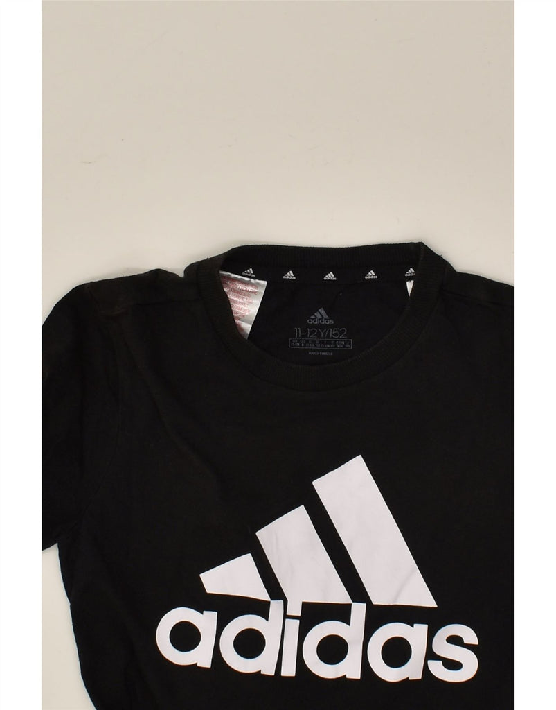 ADIDAS Boys Graphic T-Shirt Top 11-12 Years Black Cotton | Vintage Adidas | Thrift | Second-Hand Adidas | Used Clothing | Messina Hembry 