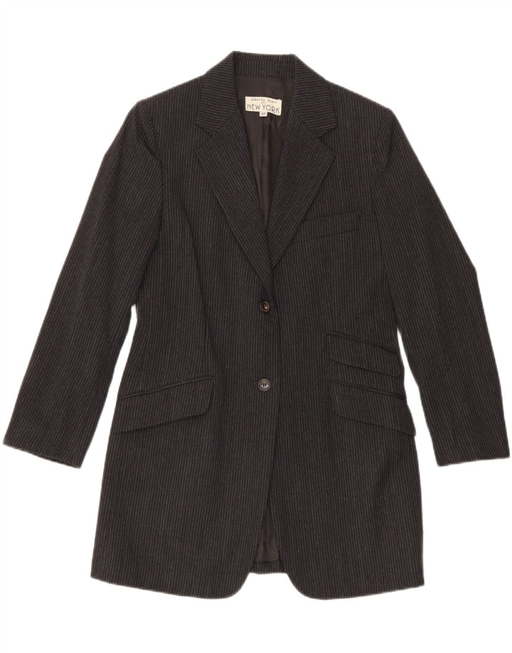 Alberto Biani Womens Blazer Jacket IT 42 Medium Grey Striped Classic