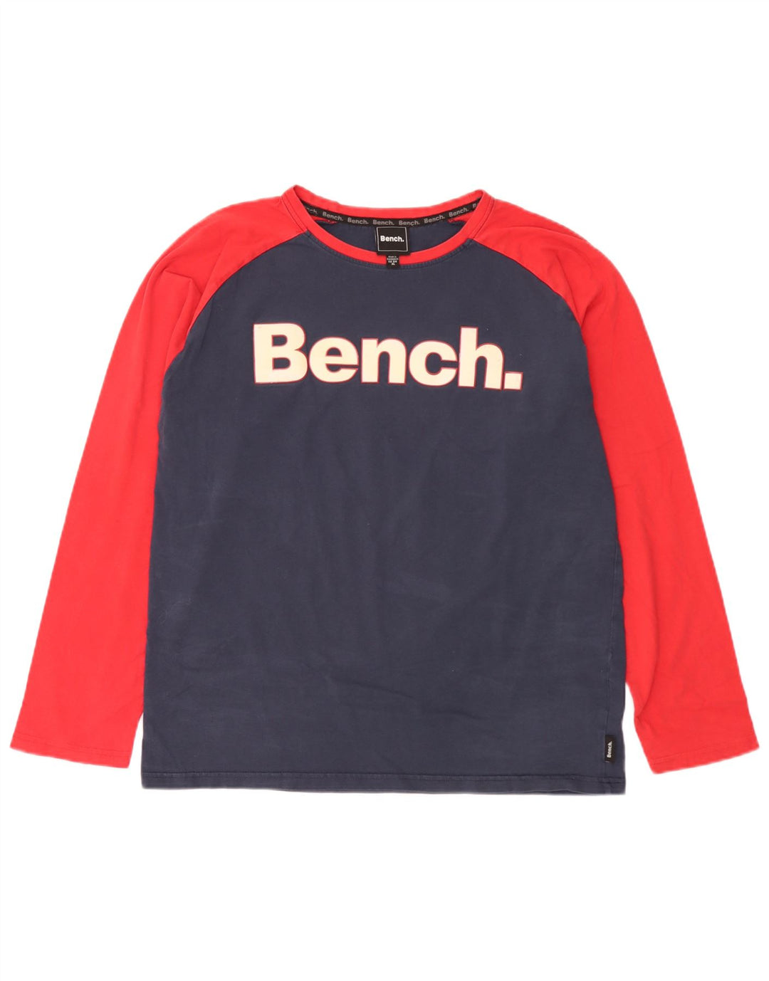 Bench Mens Graphic Top Long Sleeve XL Navy Blue Colourblock Cotton