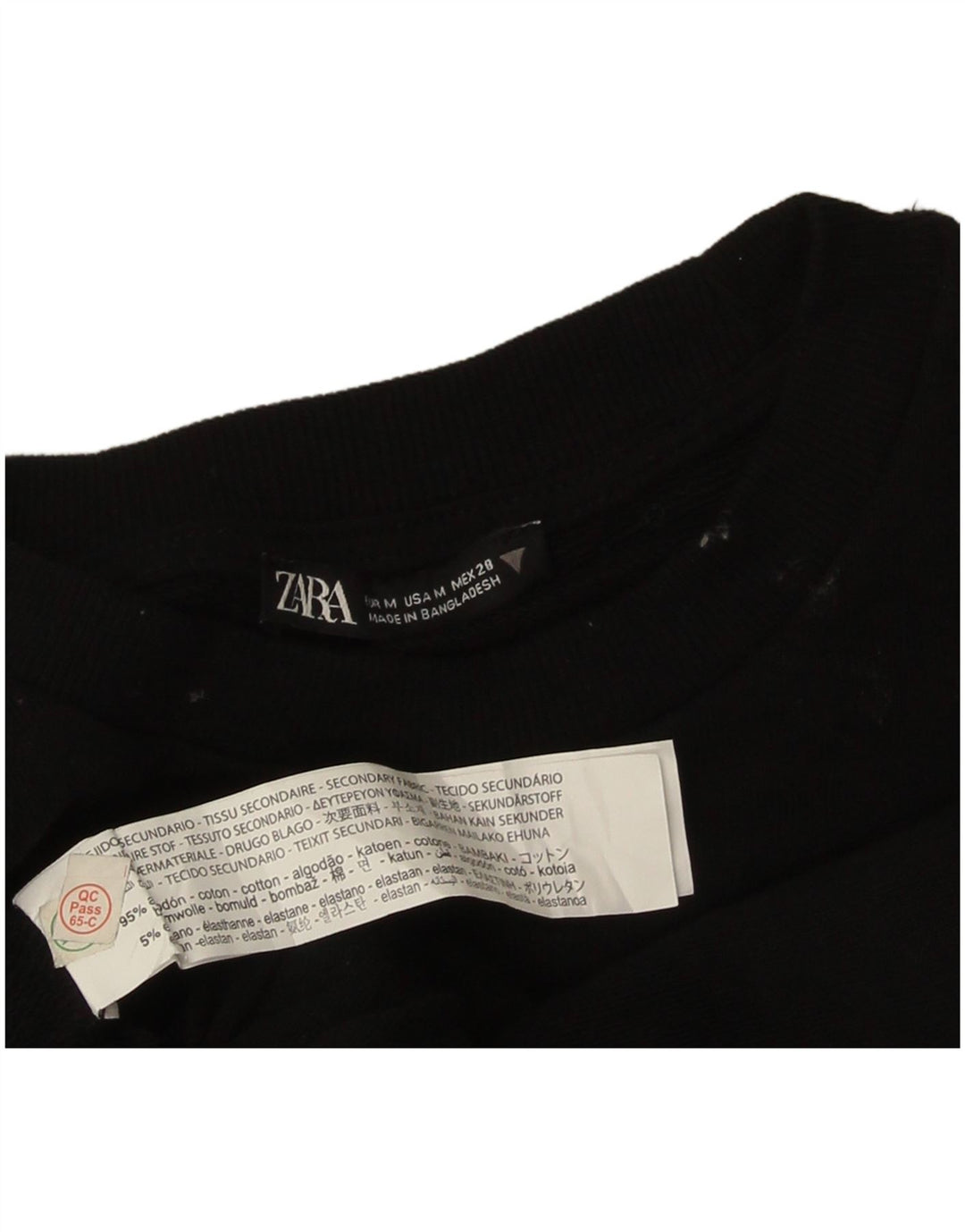 Zara Womens Crop Sweatshirt Jumper UK 14 Medium Black Cotton