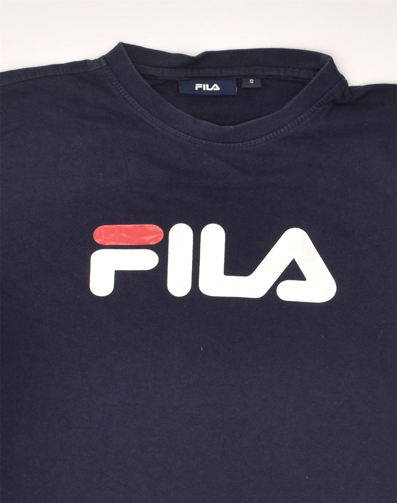 FILA Mens Graphic T-Shirt Top Small Navy Blue Cotton | Vintage Fila | Thrift | Second-Hand Fila | Used Clothing | Messina Hembry 