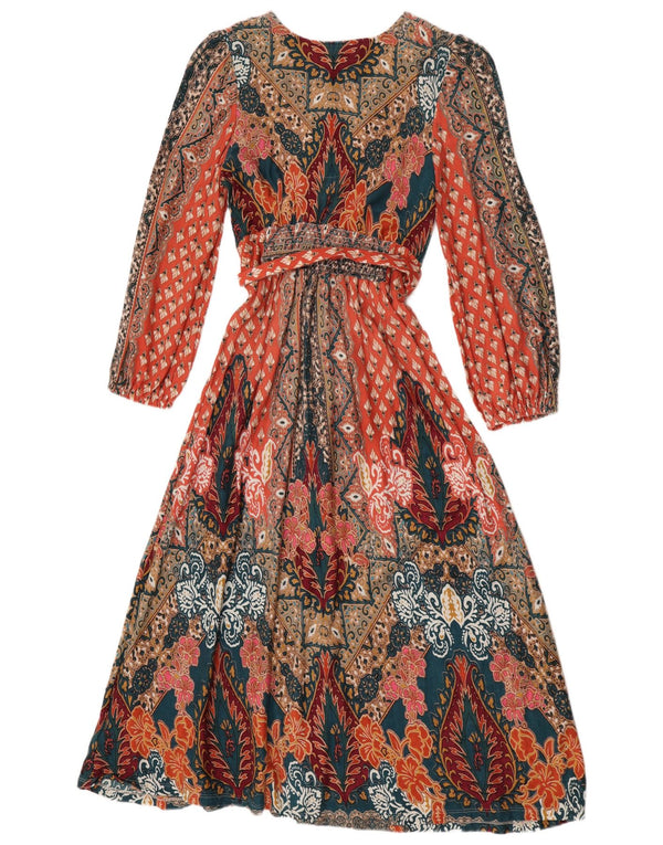 Monsoon Womens Long Sleeve Maxi Dress UK 10 Small Multicoloured Paisley