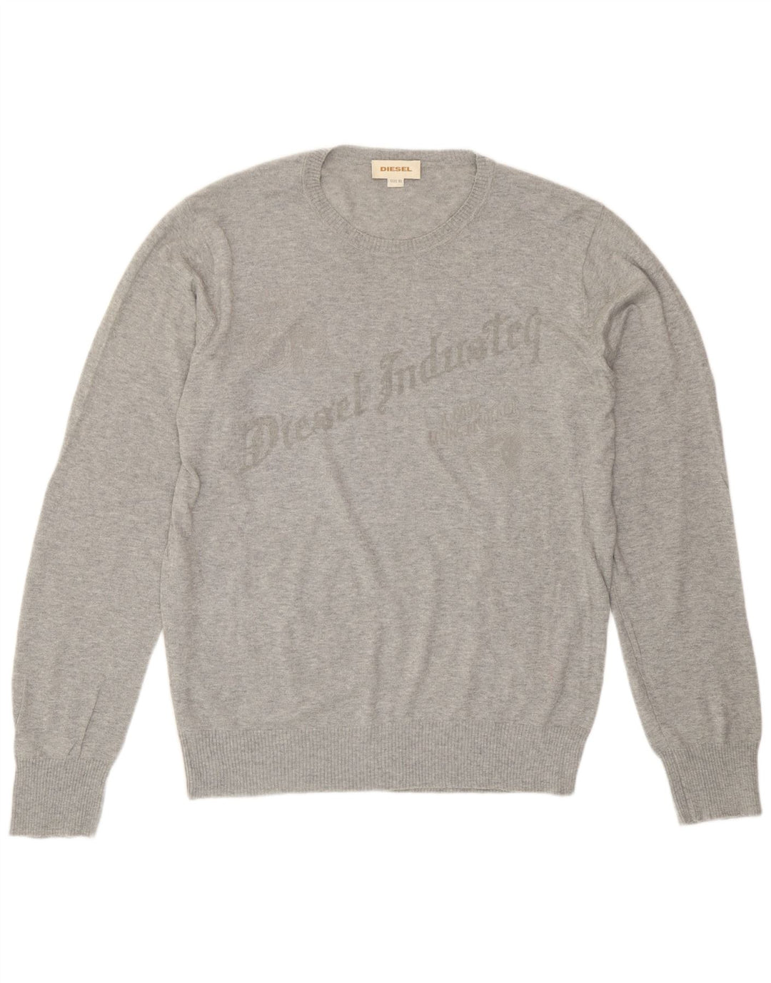 Diesel Mens Graphic Crew Neck Jumper Sweater XL Grey