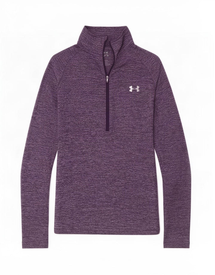 Under Armour Womens Heat Gear Pullover Tracksuit Top UK 14 Medium Purple