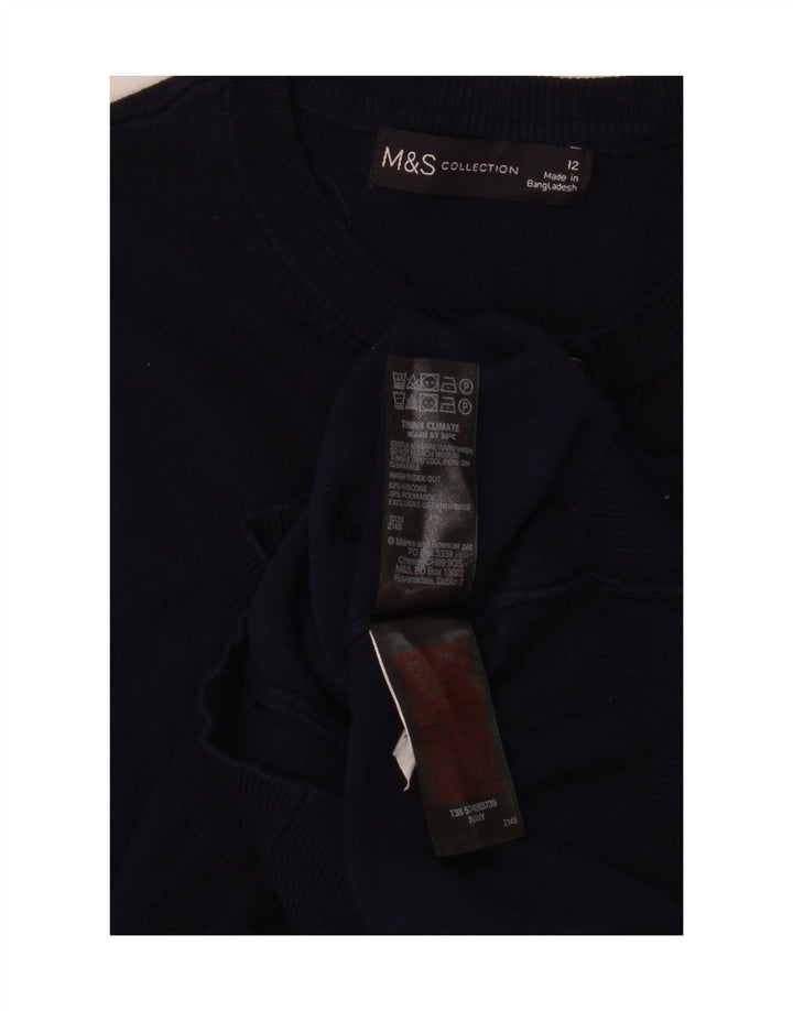 Marks & Spencer Womens Cardigan Sweater UK 12 Medium Navy Blue Viscose
