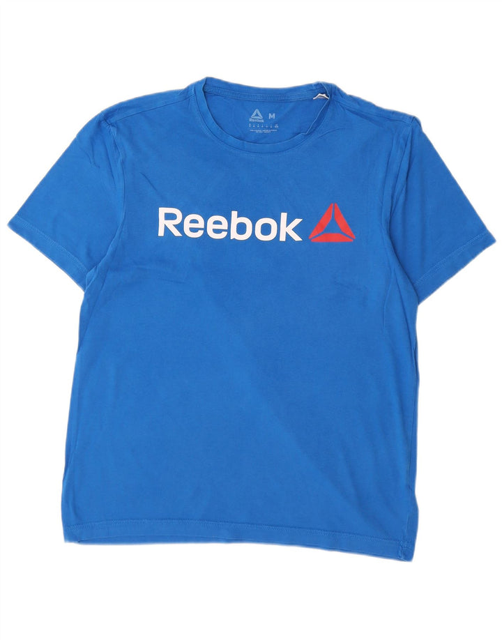 Reebok Mens Graphic T-Shirt Top Medium Blue Cotton