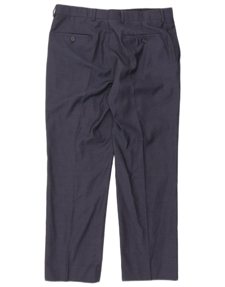 JAEGER Womens Straight Suit Trousers W34 L30 Navy Blue Wool