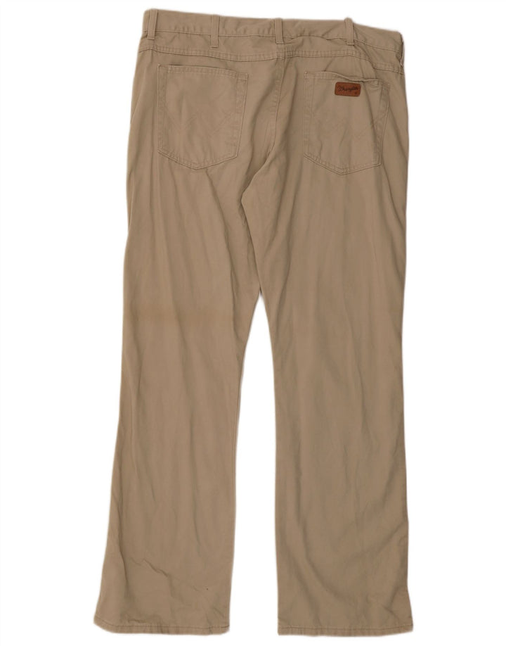 WRANGLER Mens Bootcut Casual Trousers W38 L32 Beige Cotton