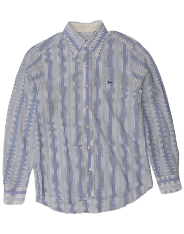 Harmont & Blaine Mens Shirt Large Blue Striped Linen