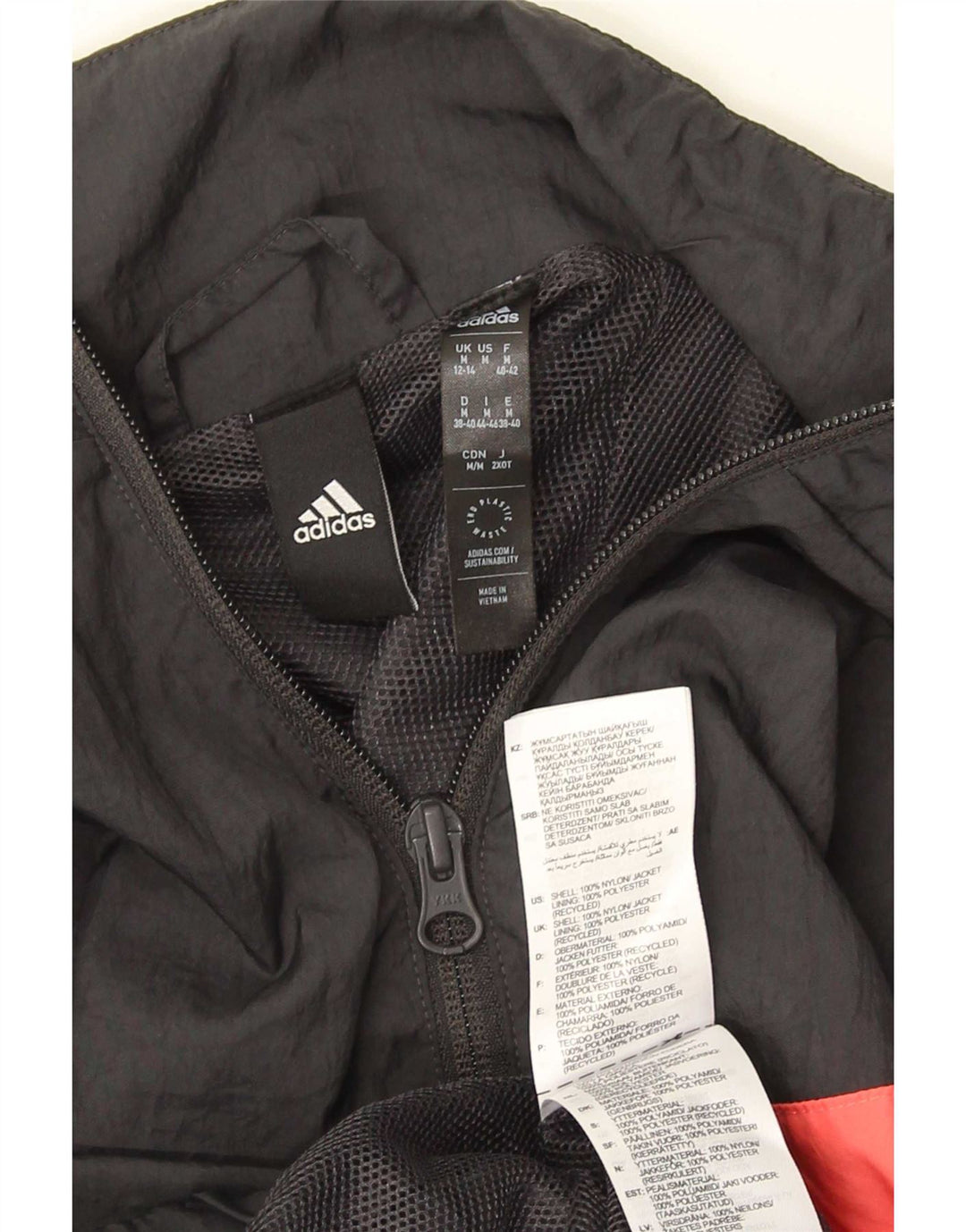 Adidas Womens Tracksuit Top Jacket UK 12/14 Medium Black Colourblock Nylon